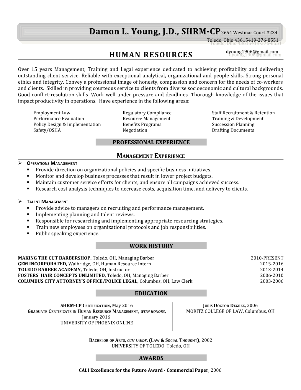 Name of Client Resume, Page 2