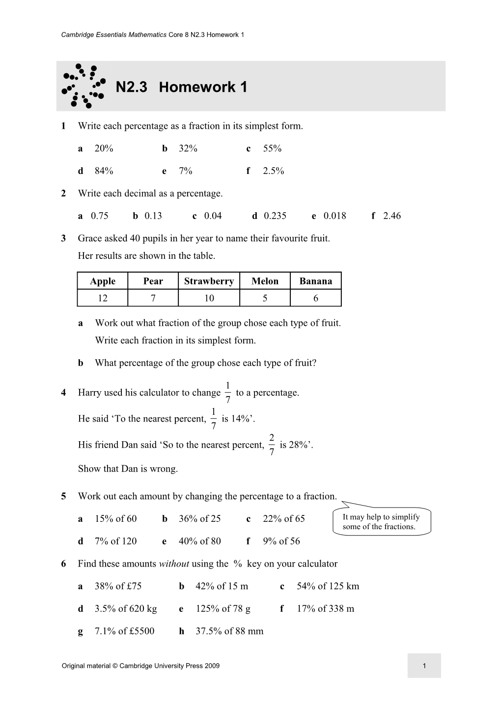 Cambridge Essentials Mathematics Core 8 N2.3 Homework1