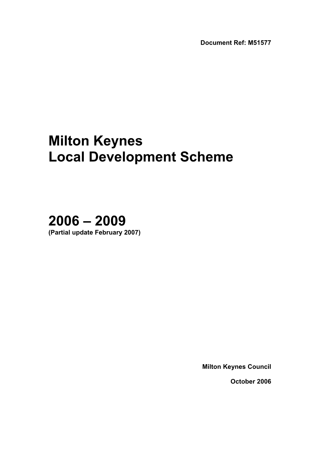 Milton Keynes Draft Local Development Scheme