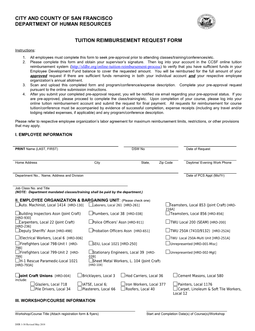 Tuition Reimbursement Form