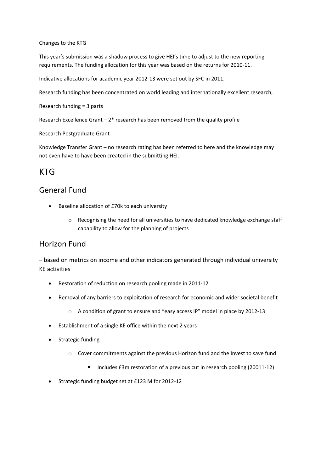 Indicative Allocations for Academic Year 2012-13 Were Set out by SFC in 2011