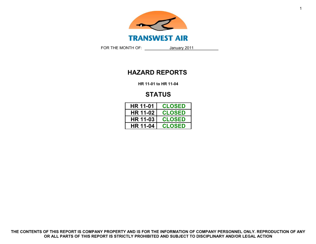 Hazard Reports