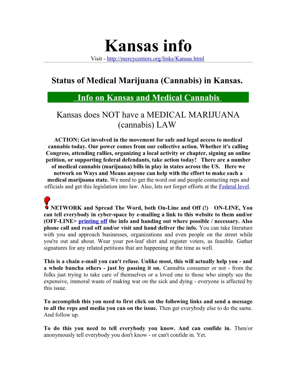 Status of Medical Marijuana (Cannabis) in Kansas