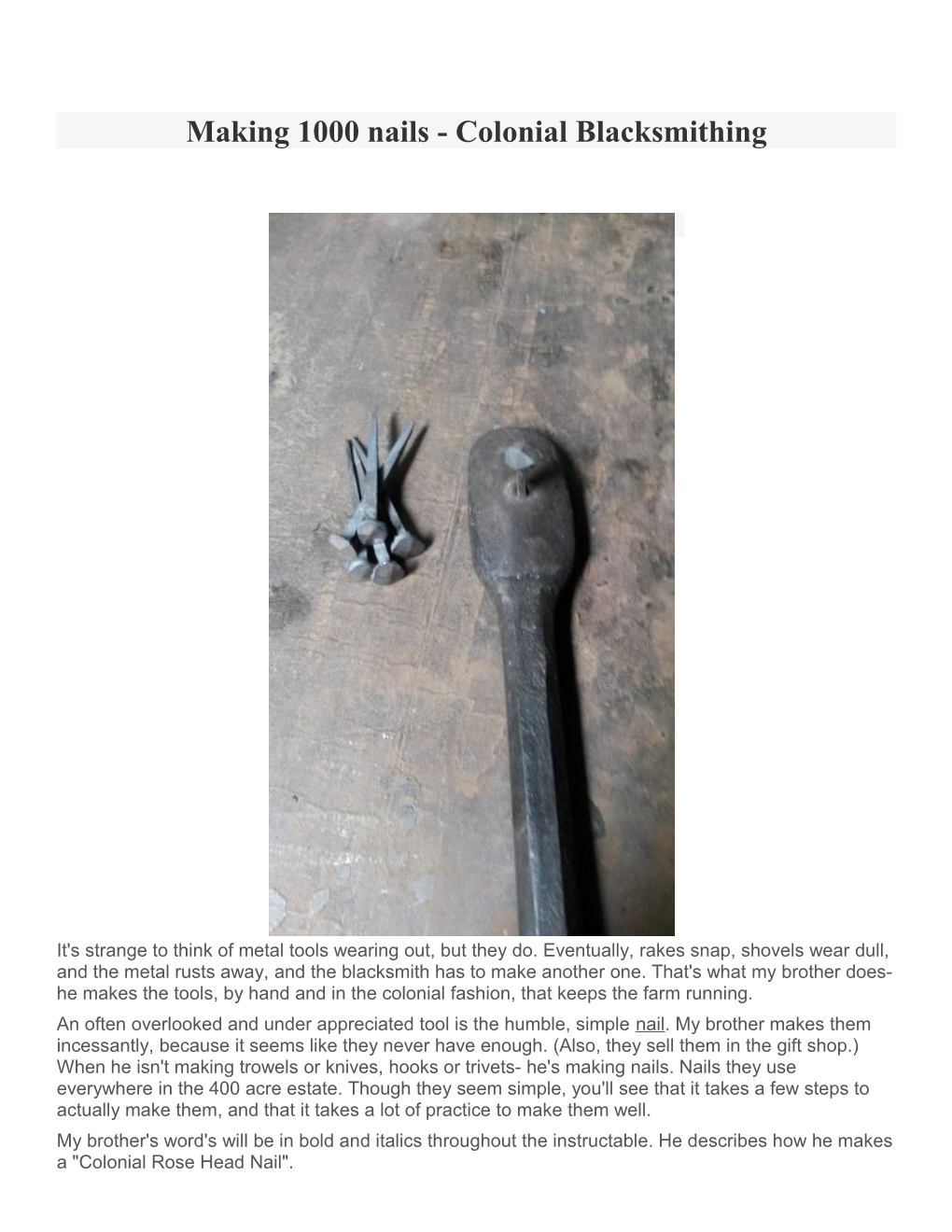 Making 1000 Nails - Colonial Blacksmithing