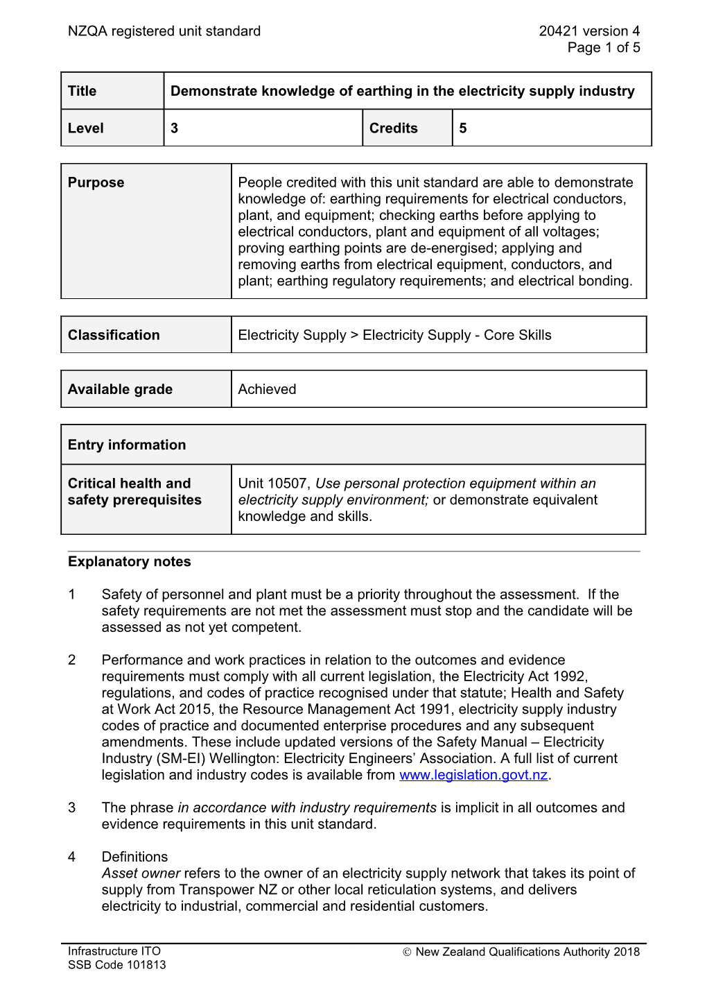 20421 Demonstrate Knowledge of Earthing in the Electricity Supply Industry