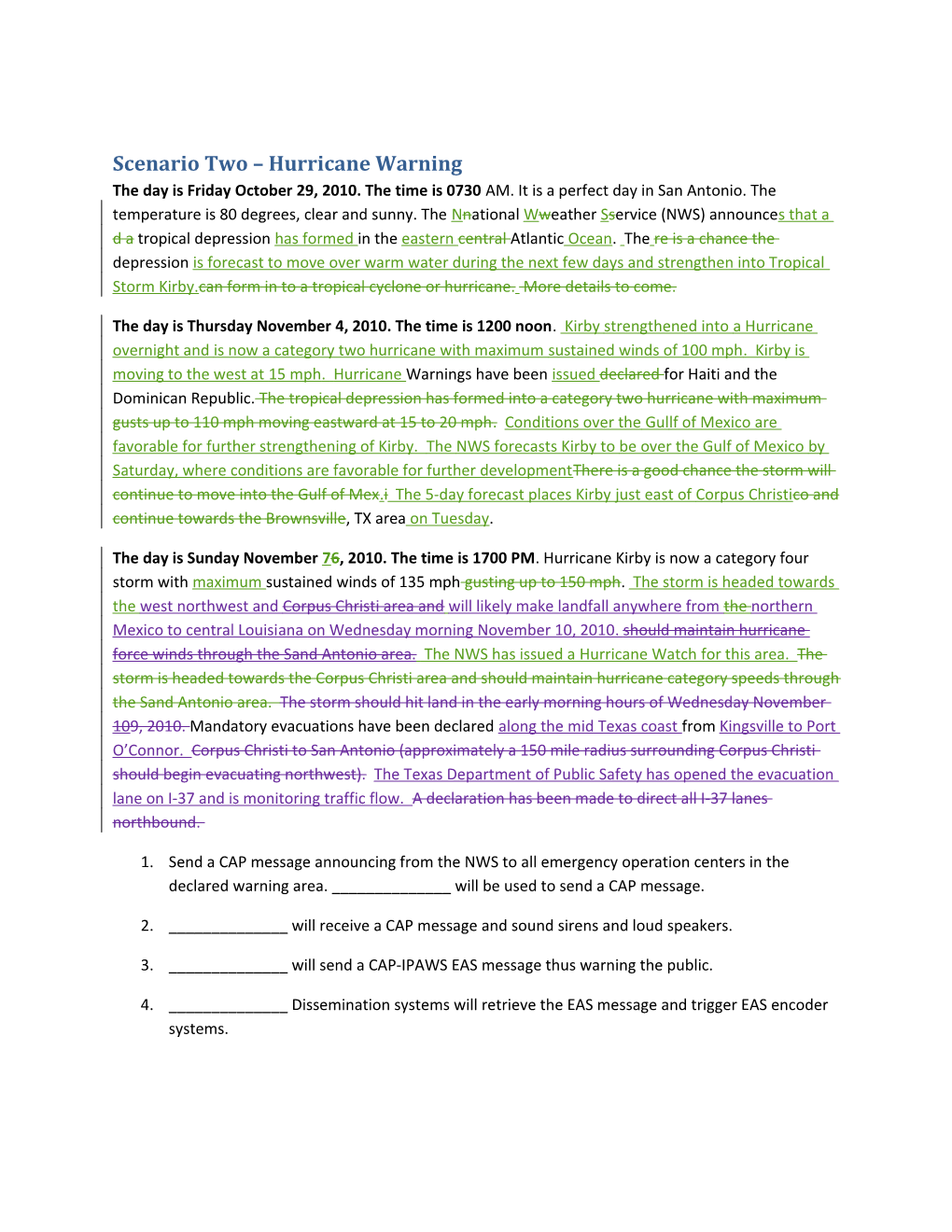 Scenario Two Hurricane Warning