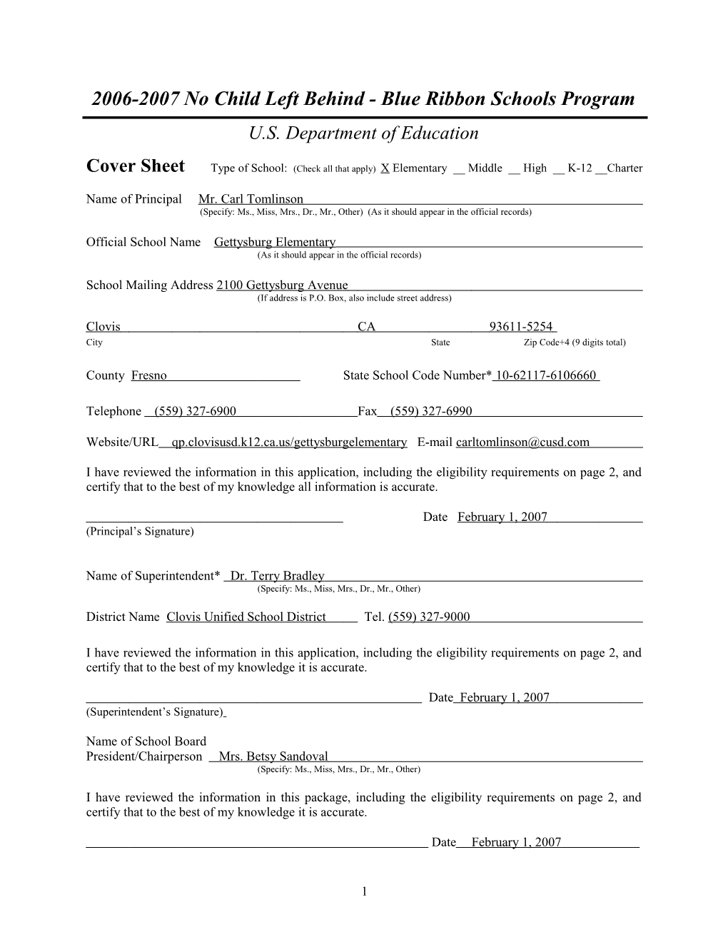 Application: 2006-2007, No Child Left Behind - Blue Ribbon Schools Program (MS Word) s7