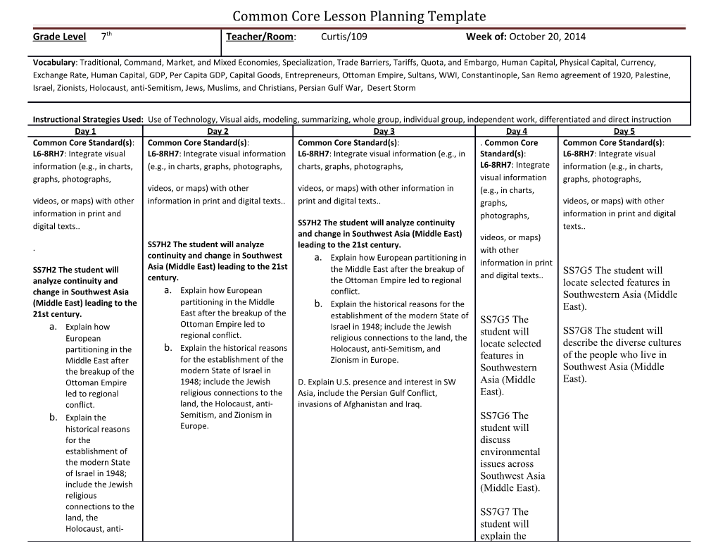 Common Core Lesson Planning Template s3