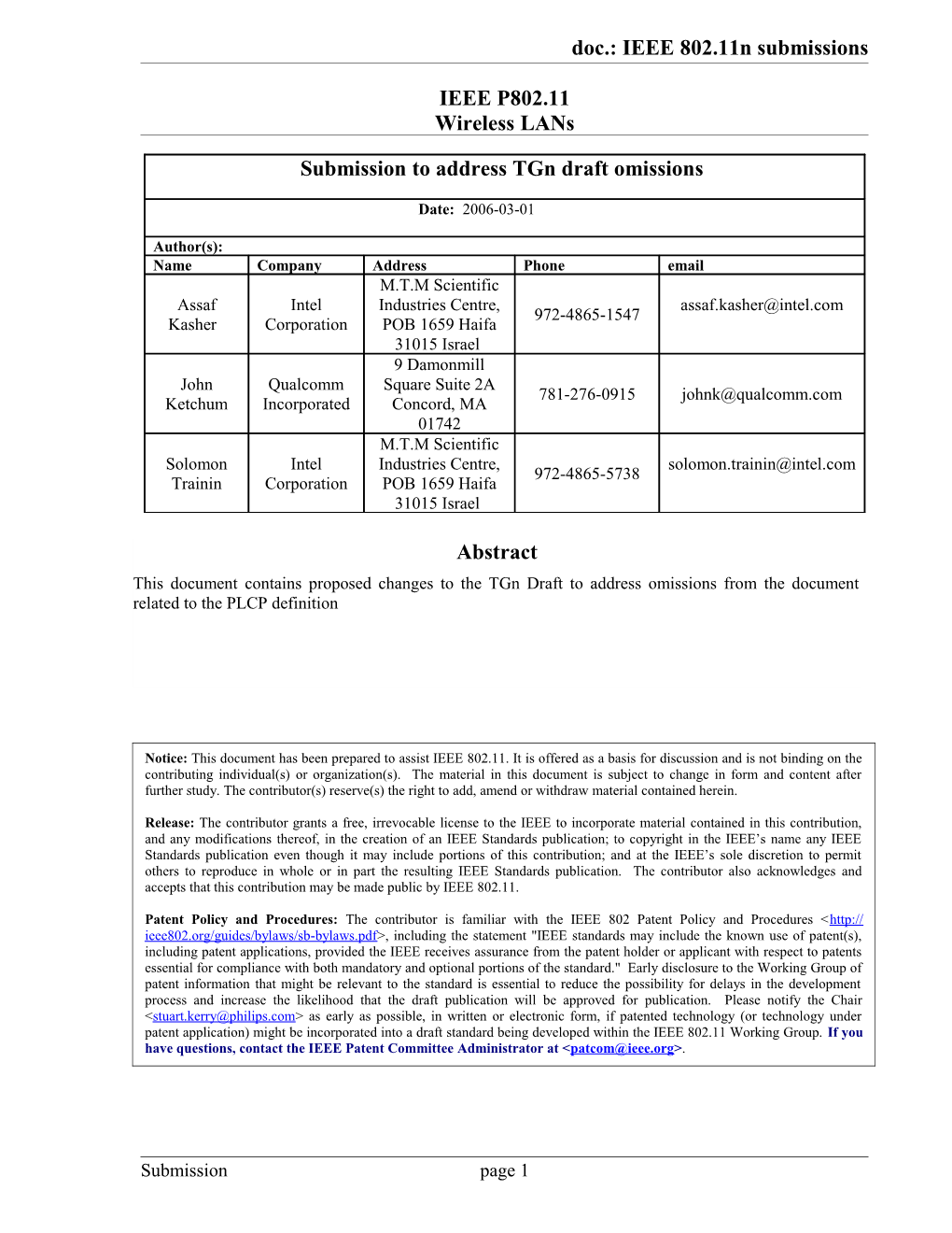Doc.: IEEE 802.11N Submissions