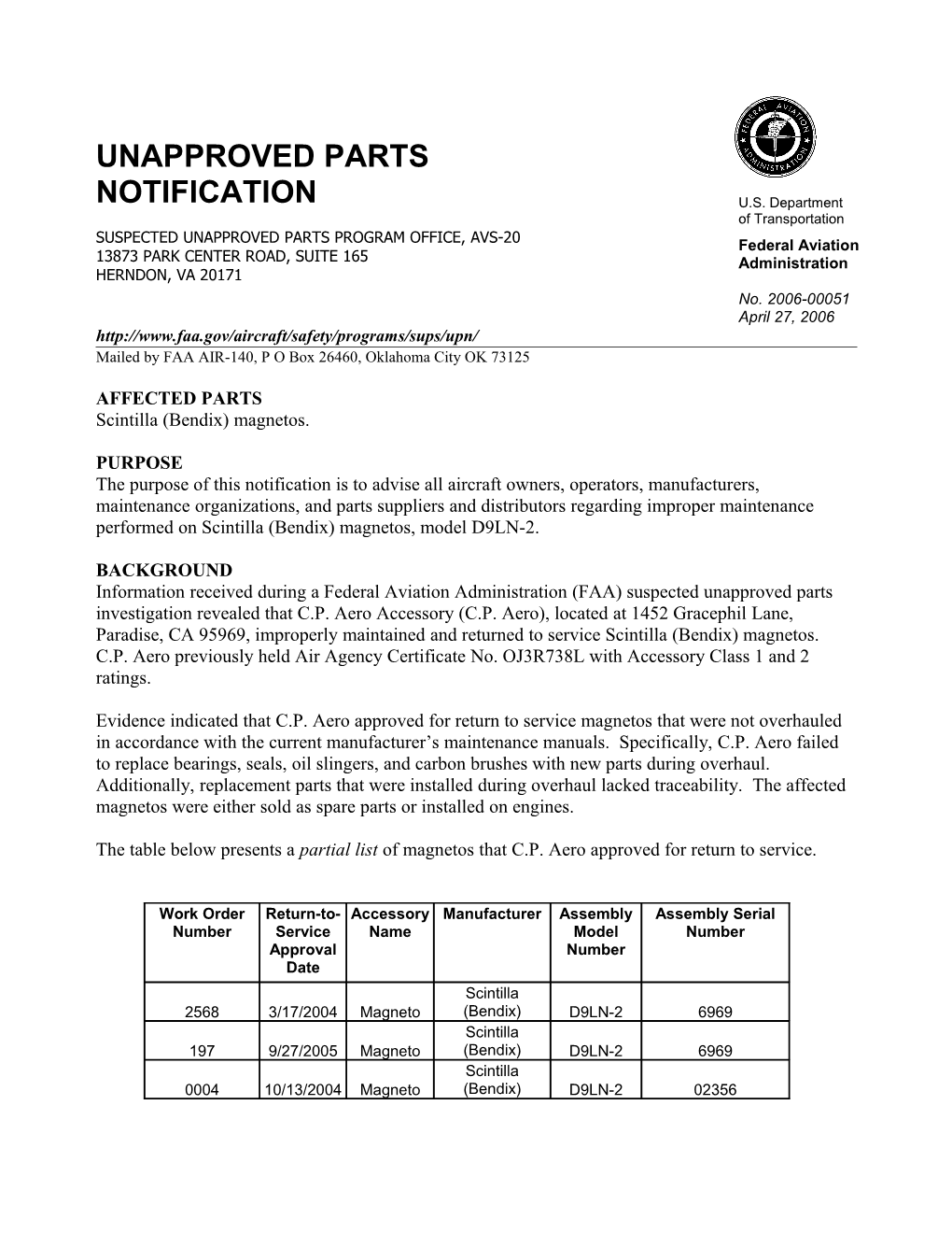 Special Airworthiness Information Bulletin s1