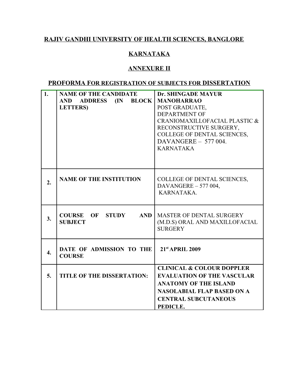 Rajiv Gandhi University of Health Sciences, Banglore