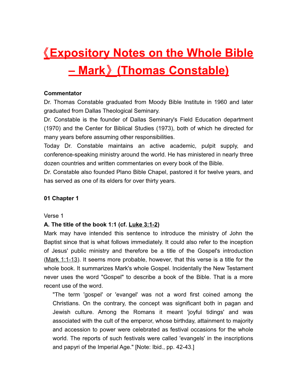 Expositorynotes on the Wholebible Mark (Thomas Constable)