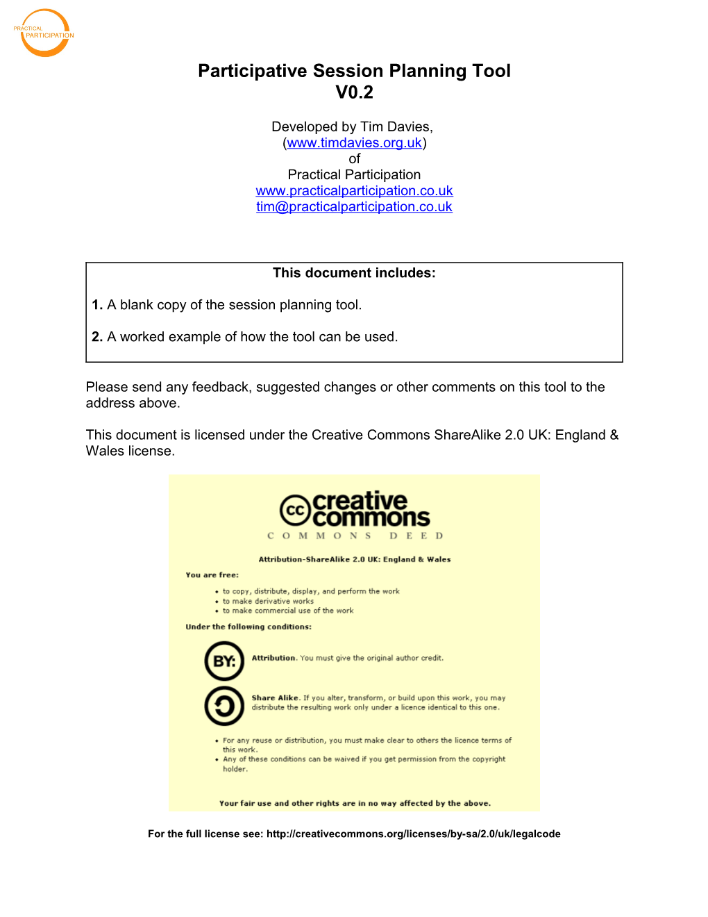 Participative Session Planning Tool