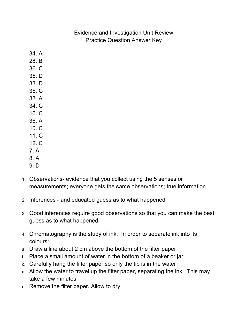 Evidence and Investigation Unit Review