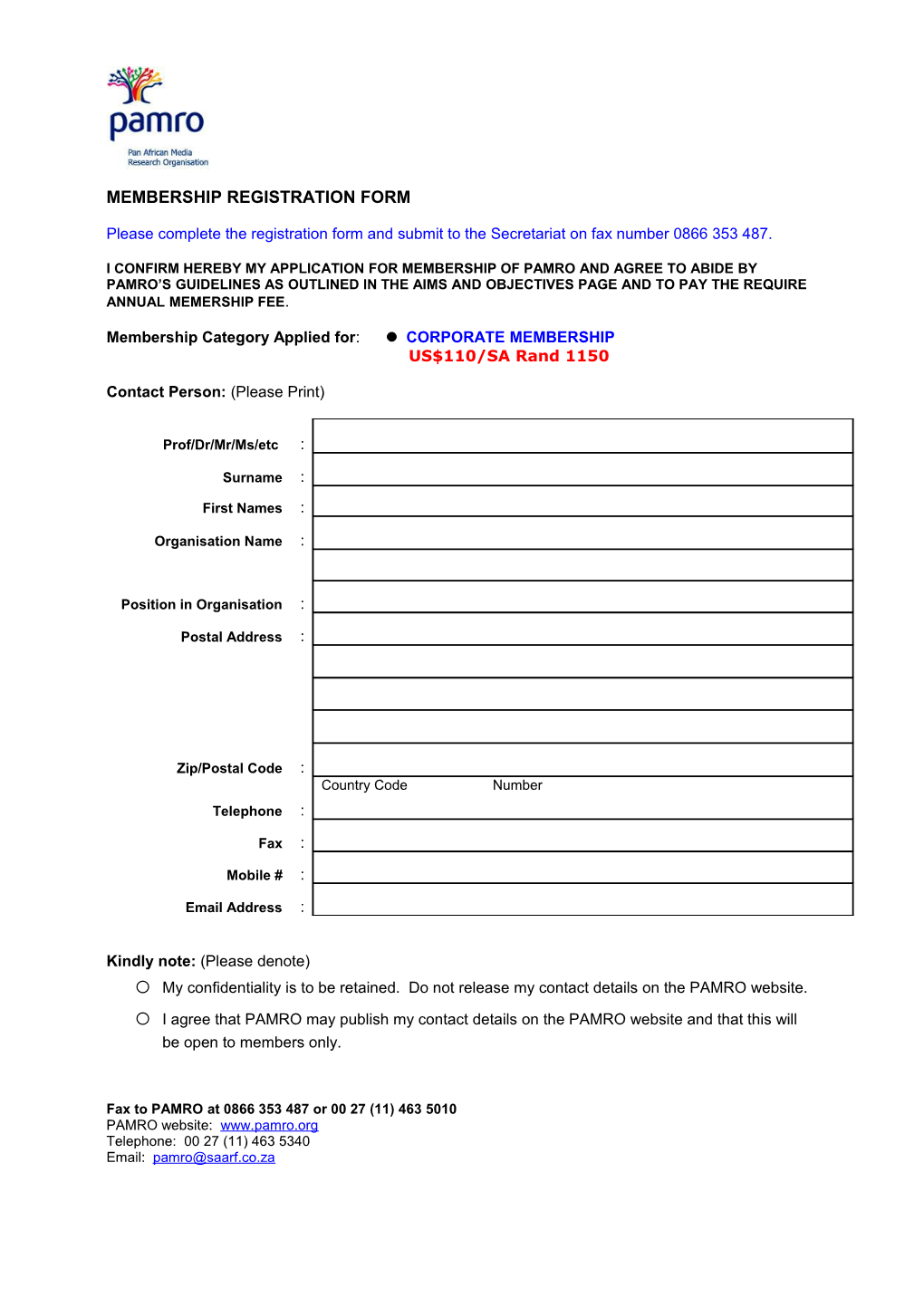 Membershipregistration Form