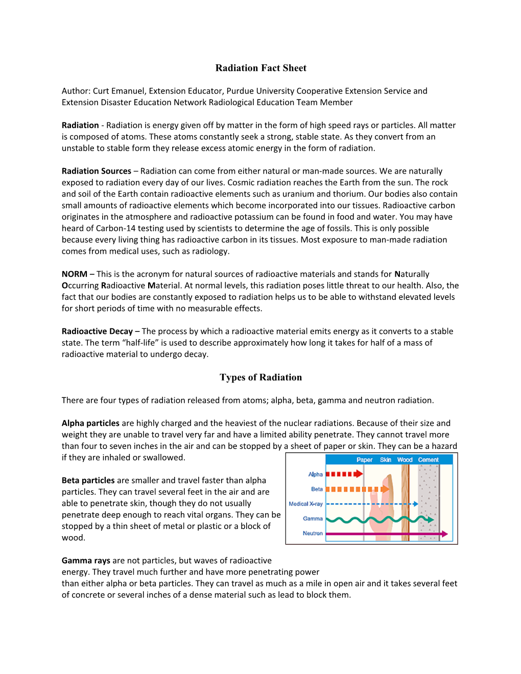 Radiation Fact Sheet - Curt Emanuel