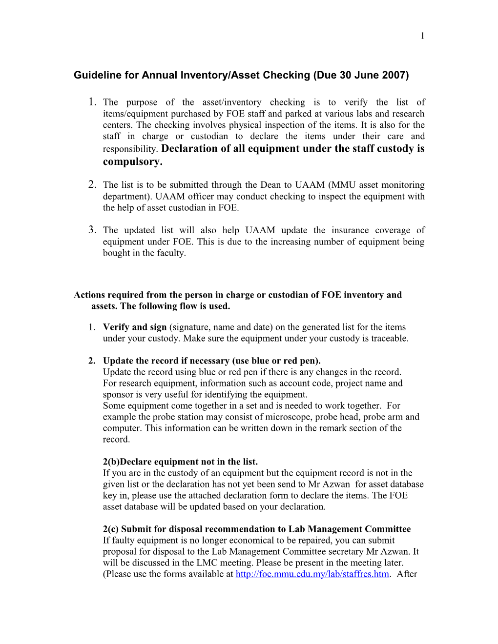 Guideline for Mid Year Inventory/Asset Checking