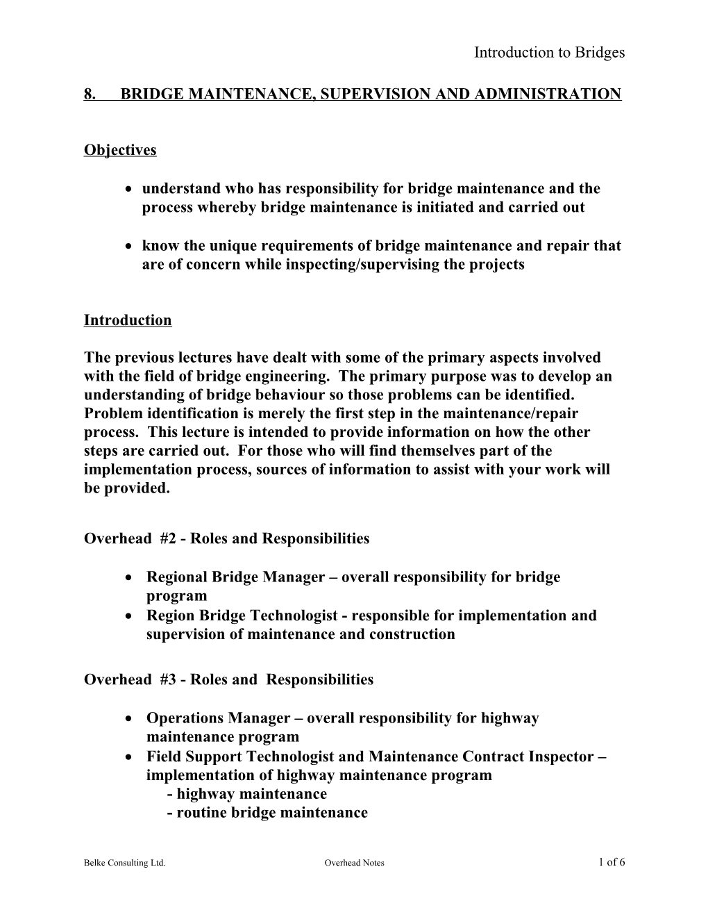 8.Bridge Maintenance, Supervision and Administration