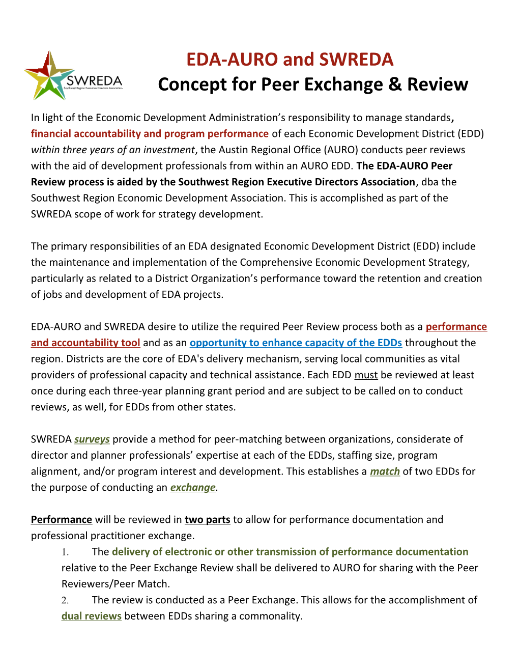 Concept for Peer Exchange & Review