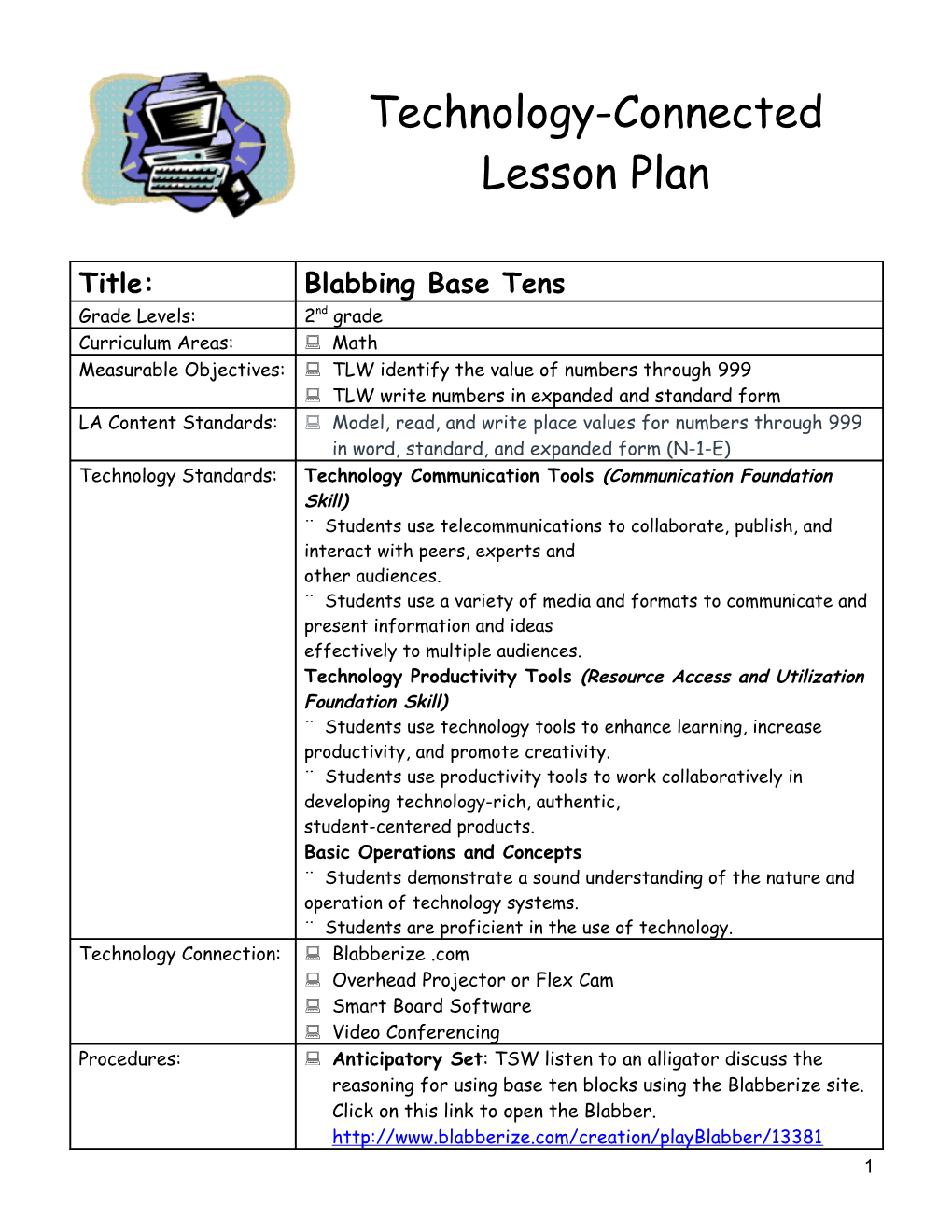 Technology-Connected Lesson Plan s2