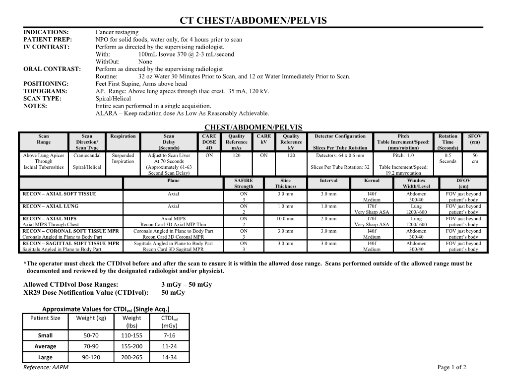 Ct Chest/Abdomen/Pelvis