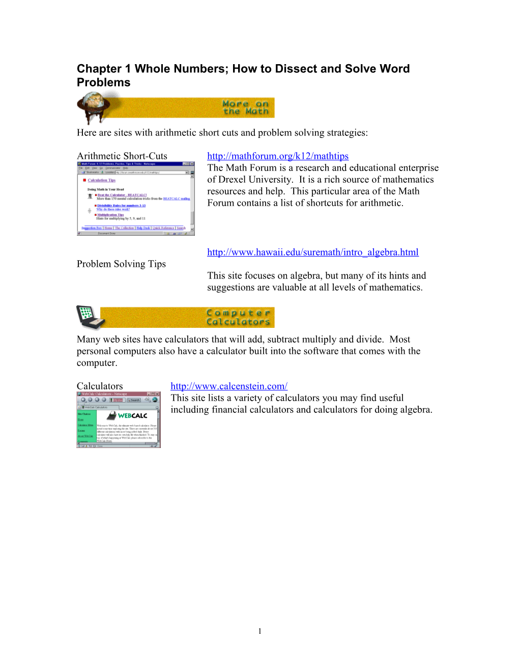 Chapter 1 Whole Numbers; How to Dissect and Solve Word Problems