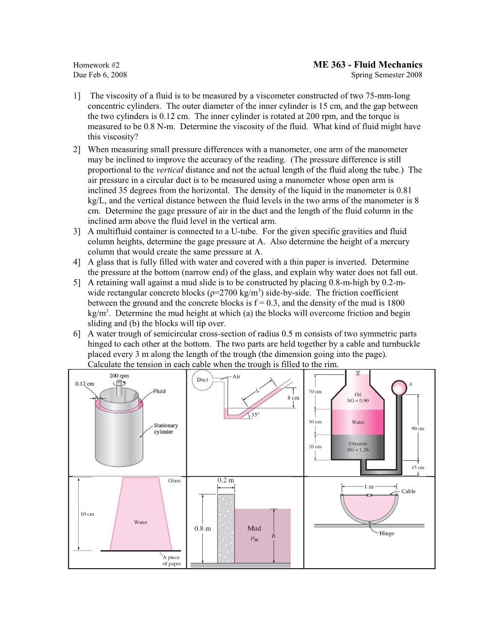 Homework #2ME 363 - Fluid Mechanics
