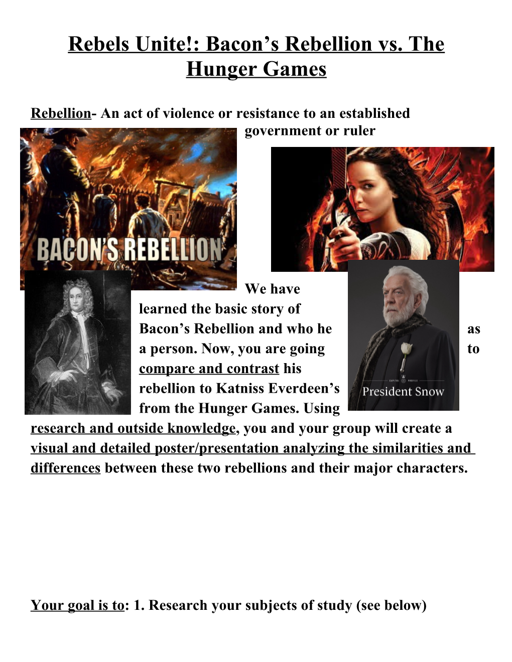 Rebels Unite!: Bacon S Rebellion Vs. the Hunger Games