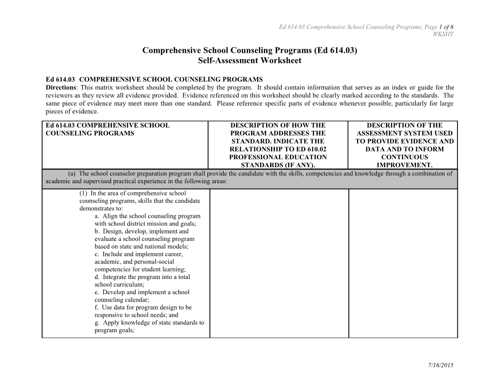 Comprehensive School Counseling Programs(Ed 614.03)