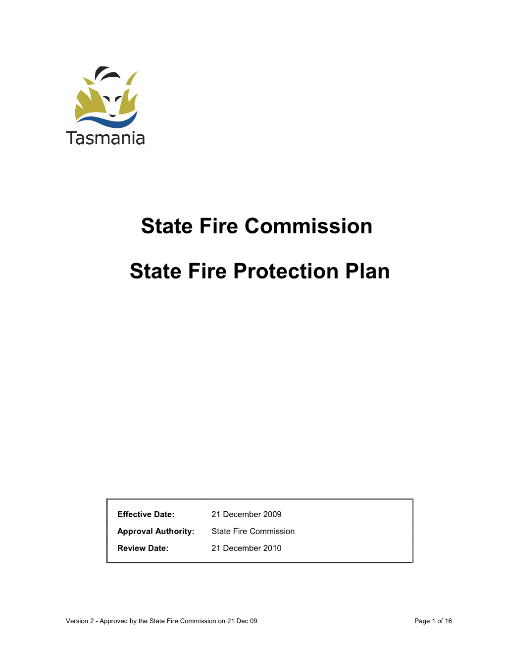 State Fire Protection Plan