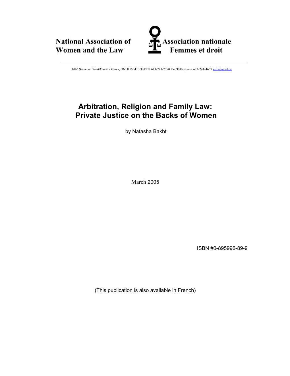 Arbitration, Religion and Family Law