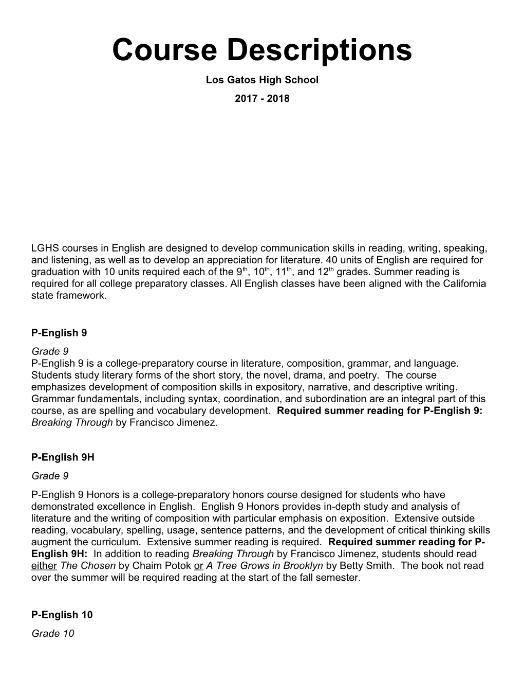 Lghs Course Descriptions 2015-16