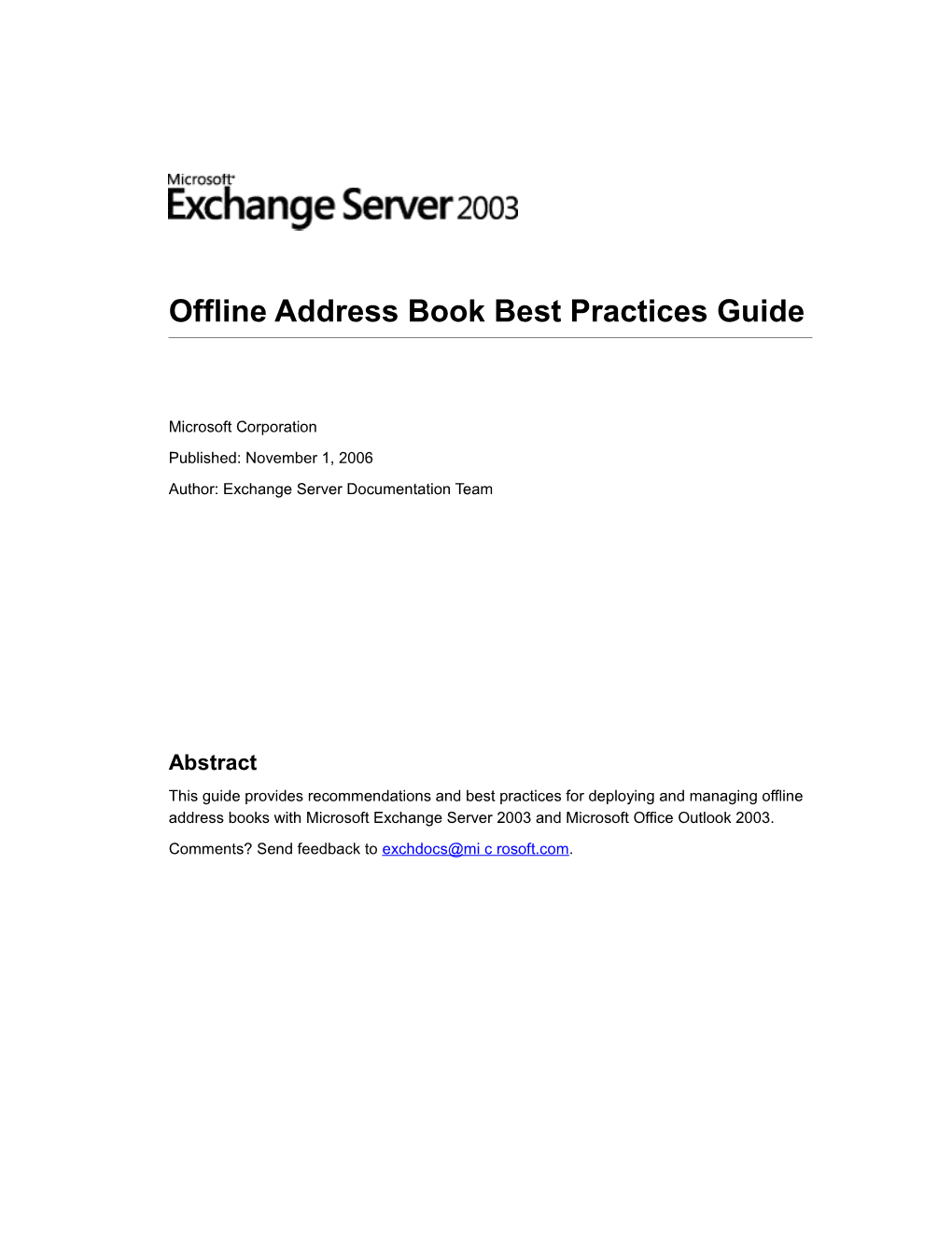 Offline Address Book Best Practices Guide