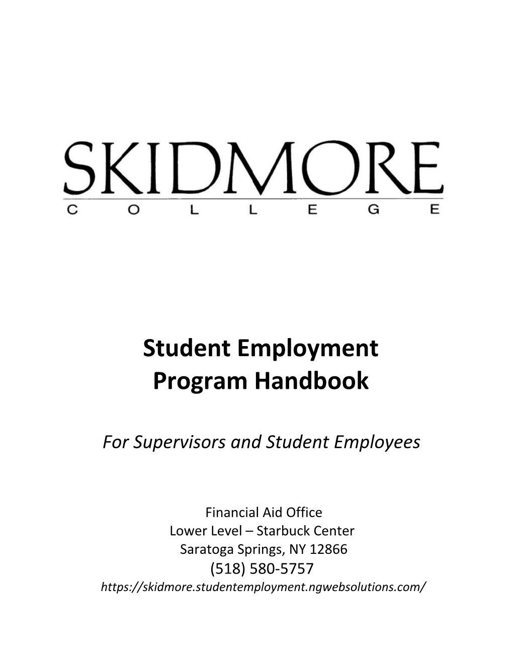 Student Employment Program Handbook 3 27 2008