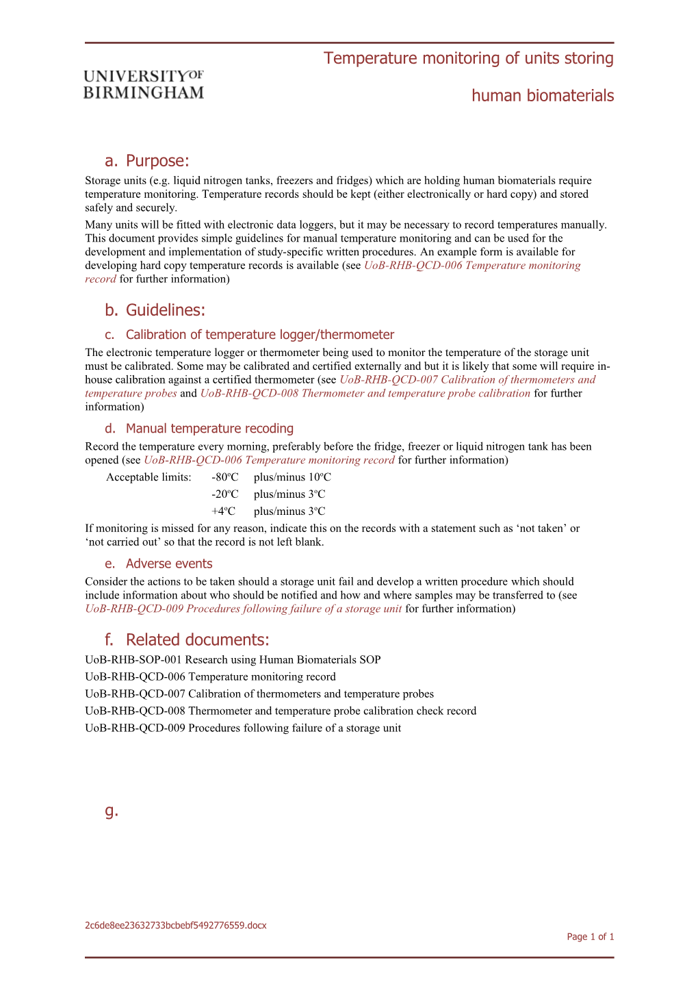 Calibration of Temperature Logger/Thermometer