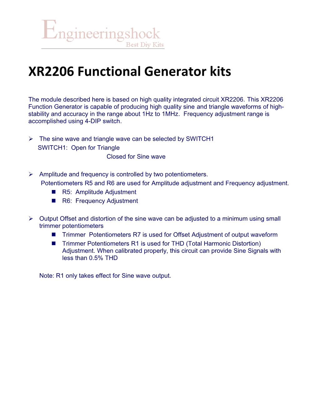 XR2206 Functional Generator Kits