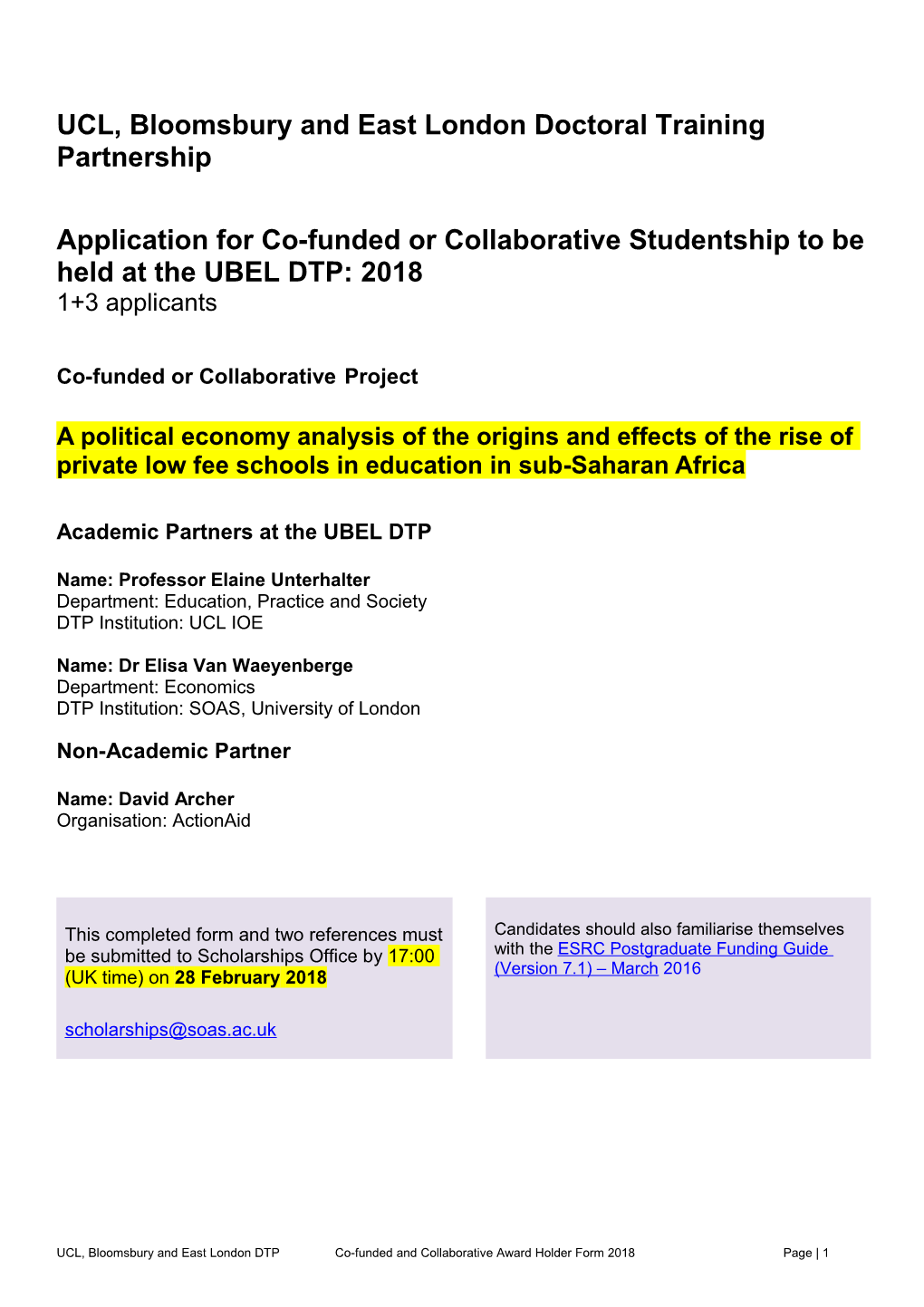 UCL, Bloomsbury and East London Doctoral Training Partnership