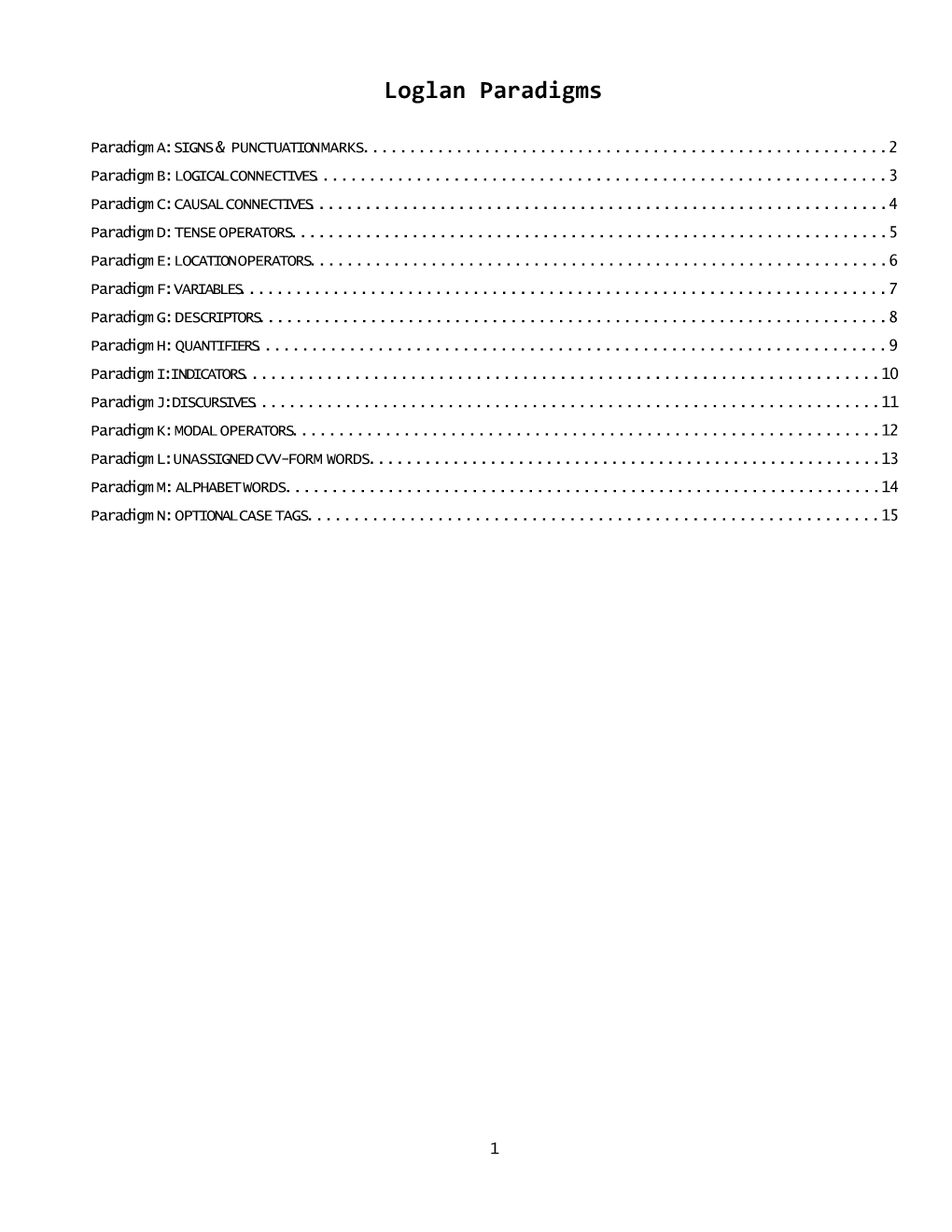 Loglan Paradigms