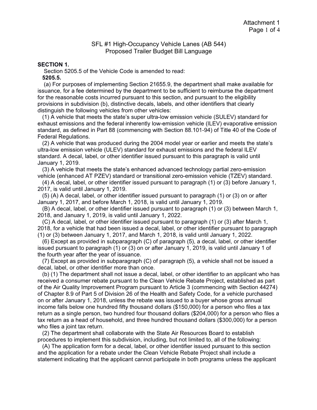 SFL #1 High-Occupancy Vehicle Lanes (AB 544)