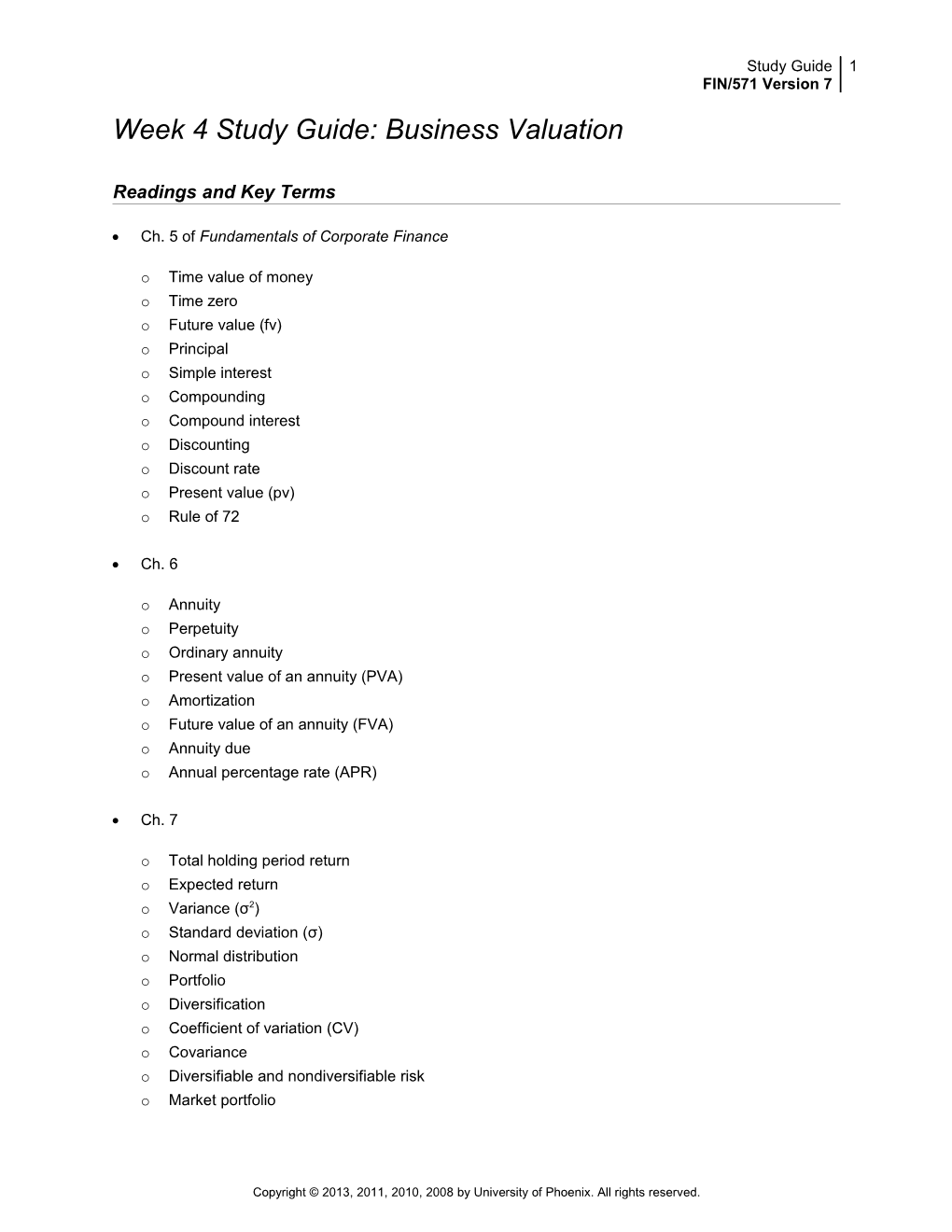 Readings and Key Terms s1