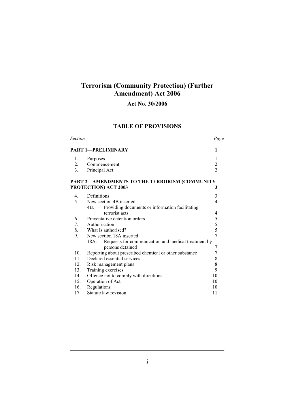Terrorism (Community Protection) (Further Amendment) Act 2006