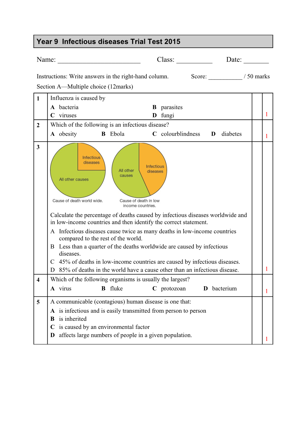 Science Dimensions 4 Chapter Test