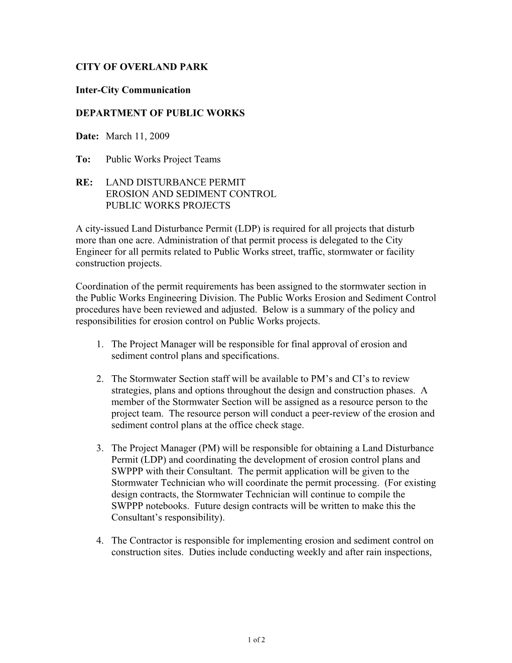 Land Disturbance Permit Process