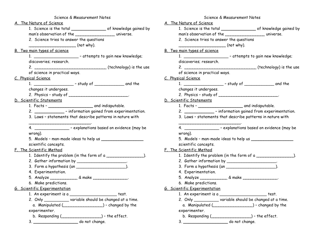 Science & Measurement Notes