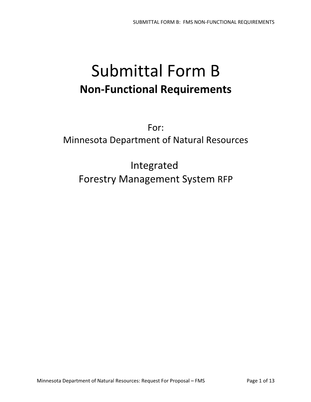 Submittal Form B Non-Functional Requirements