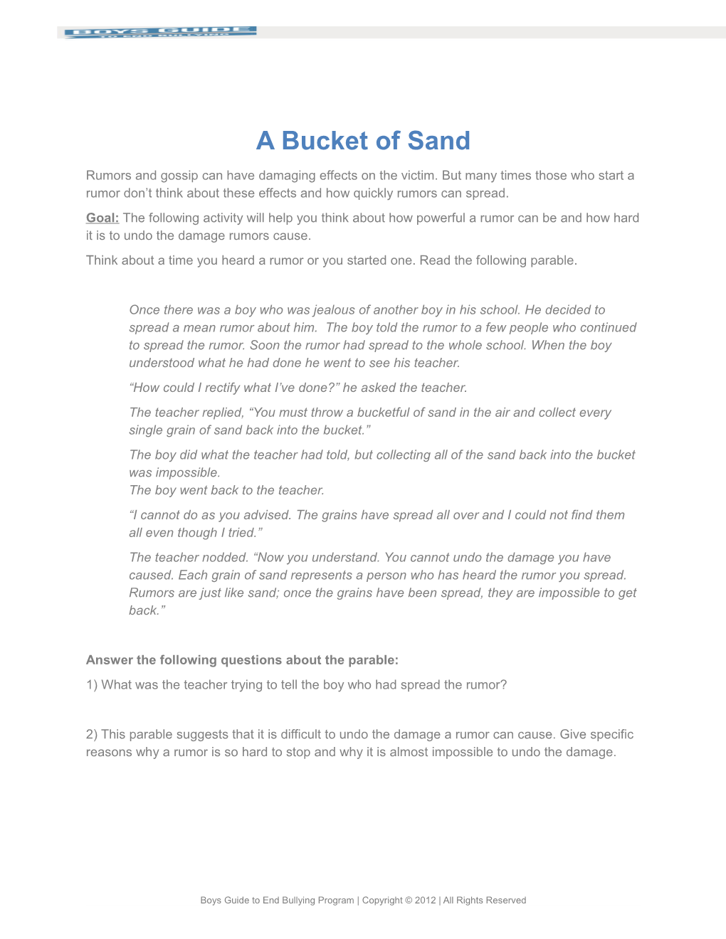 A Bucket of Sand