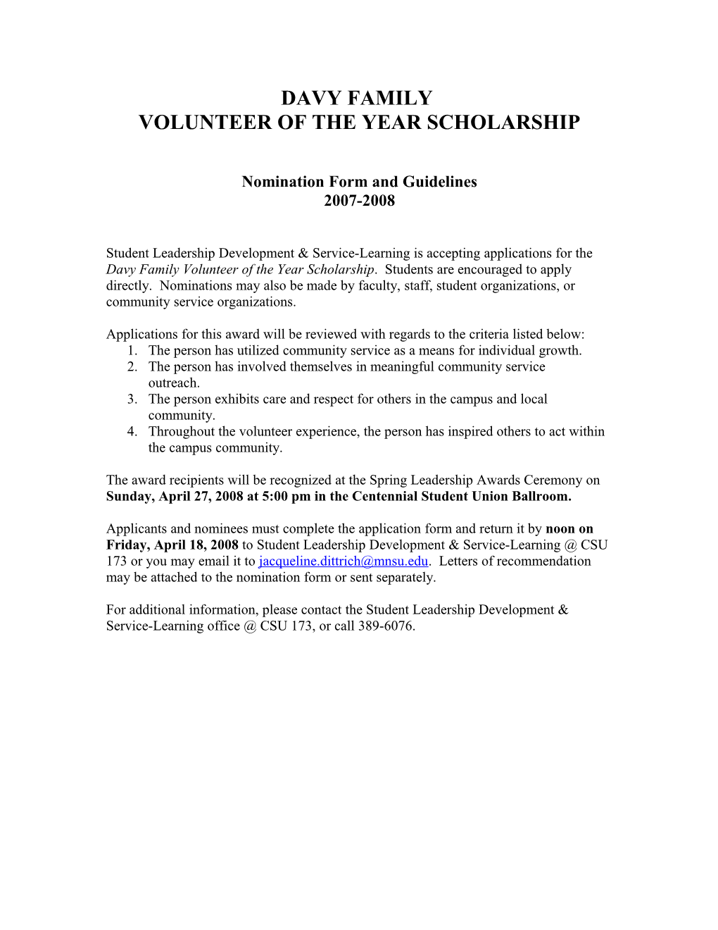 Volunteer of the Year