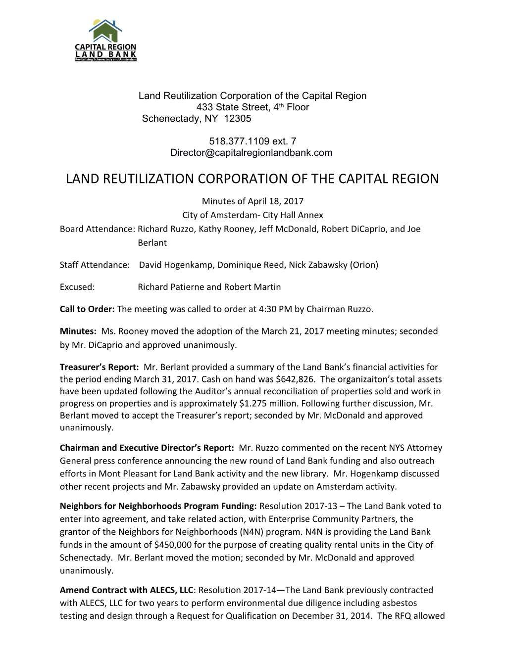 Land Reutilization Corporation of the Capital Region