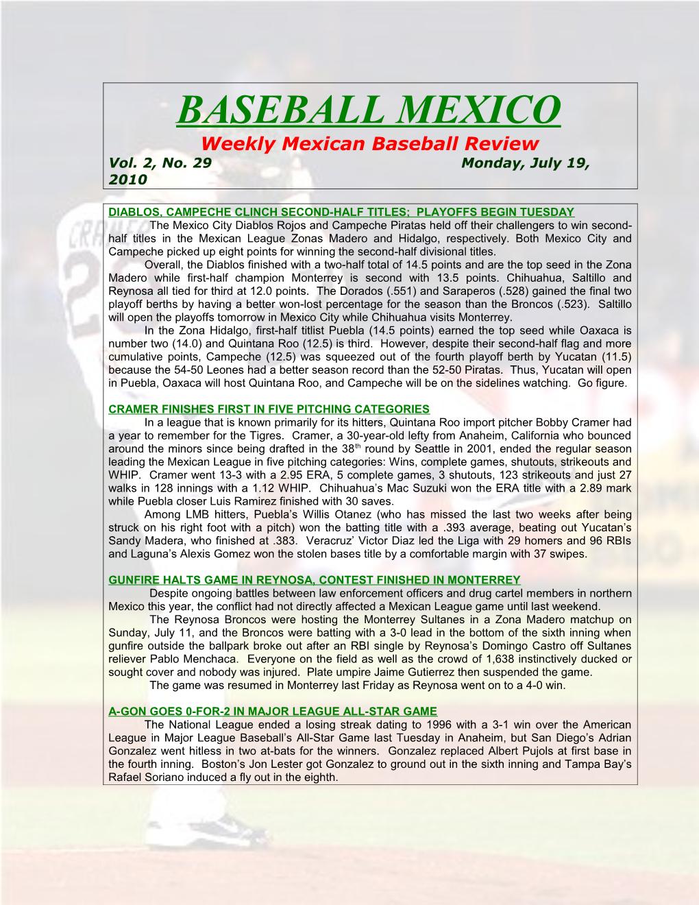 Weekly Mexican Baseball Review