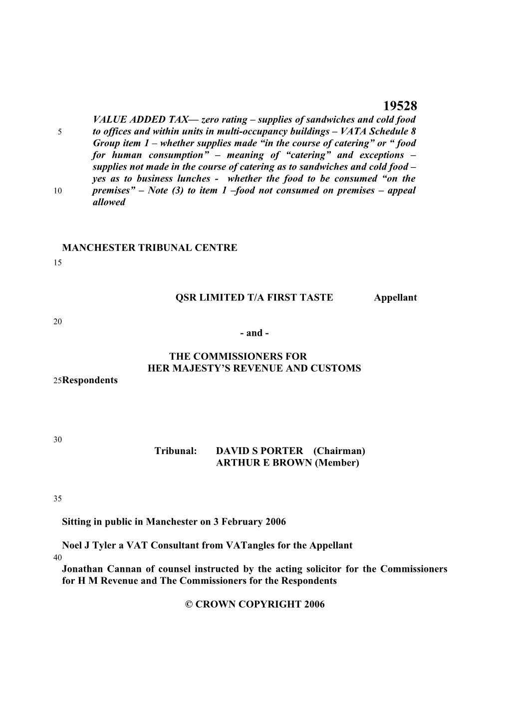 QSR LIMITED T/A FIRST Tasteappellant